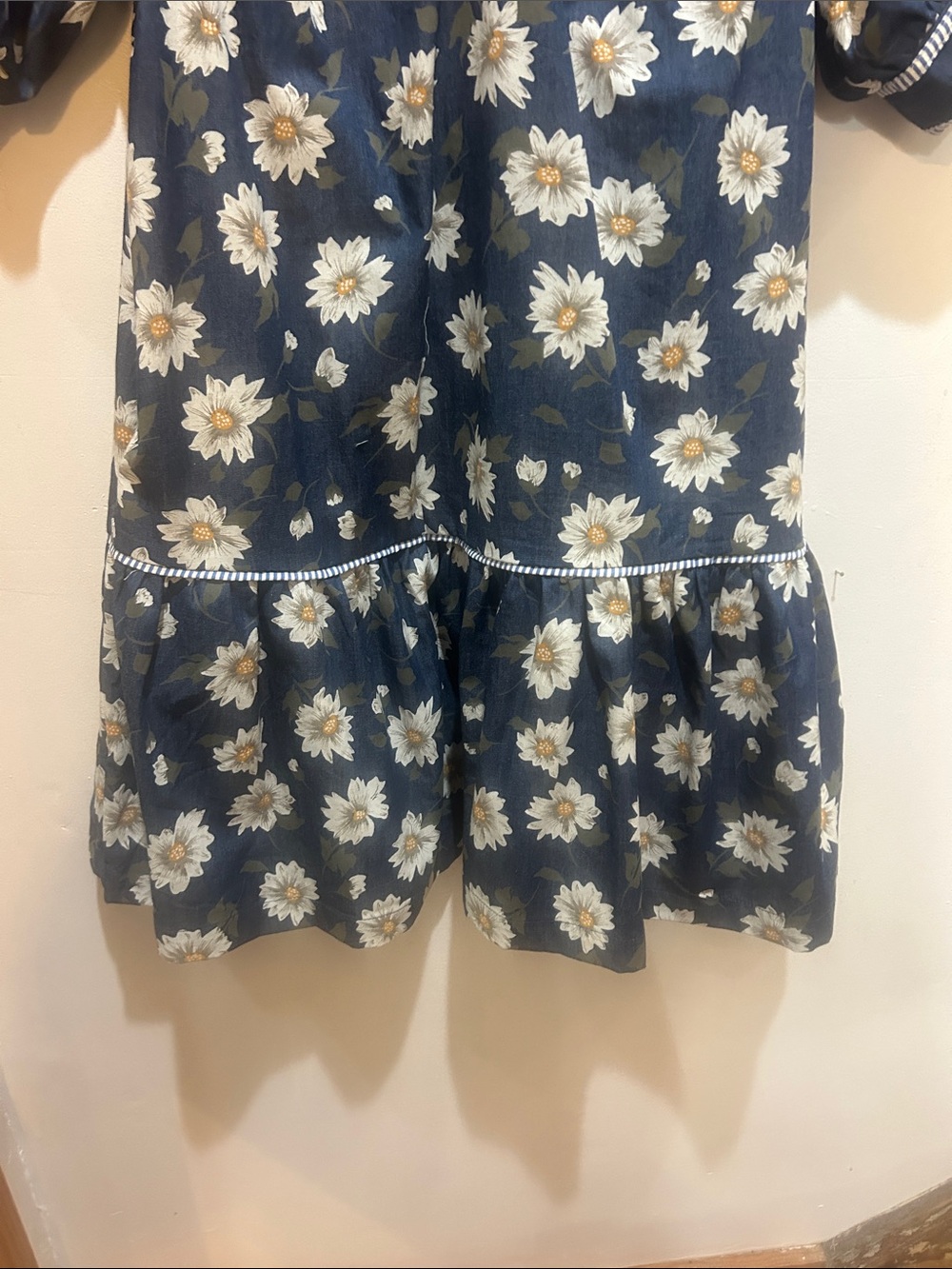 Umgee Dark Denim Daisy Print Chambray Dress - Picture 5 of 6